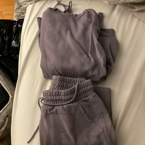 Matching purple sweatshirt and jogger set